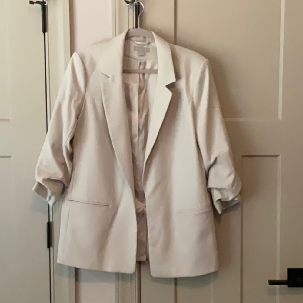 H&M Cream Blazer Oversized Relaxed Fit